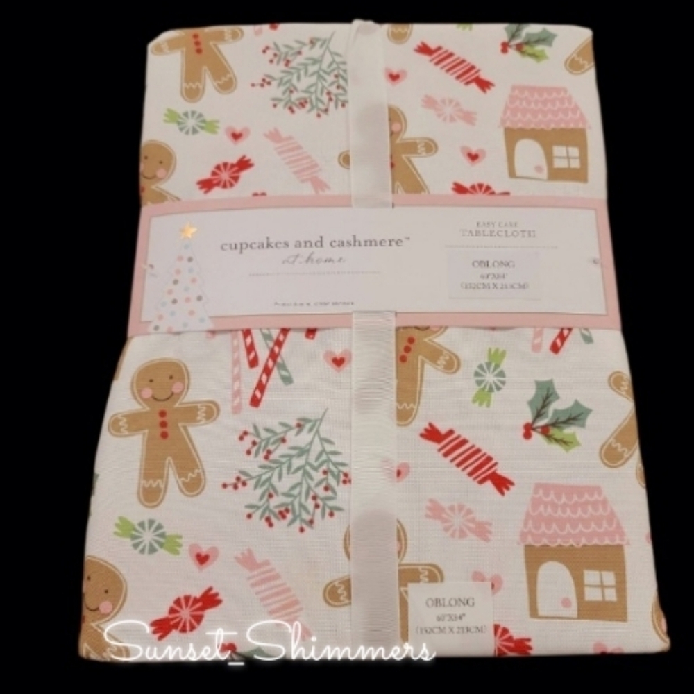 Cupcakes & Cashmere Gingerbread House Man Hollyberry Christmas Fabric Tablecloth